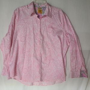 Like new. Ruby Rd Woman. Pink and White Long Sleeve Flannel Button Down Shirt
